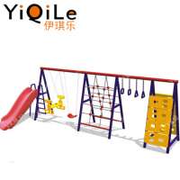 YiQiLe high quality kids outdoor playground equipment swing hot-galvanized tube swing and slide combination set for funny play