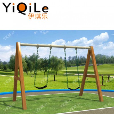 Stylish A shape wooden swing with double rubber seat